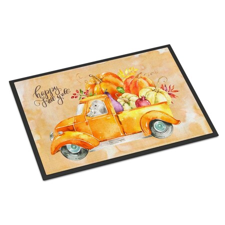 Carolines Treasures 24 x 36 in. Fall Harvest White Poodle Indoor or Outdoor Mat CK2678JMAT